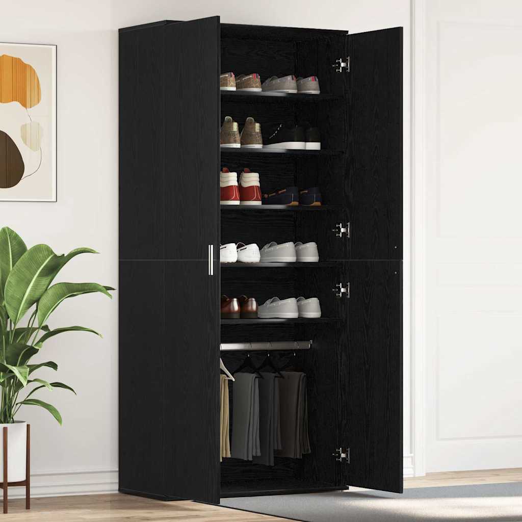 Shoe Cabinet 80 x 39 x 178 cm Engineered Wood Black Oak