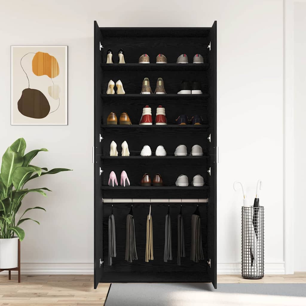 Shoe Cabinet 80 x 39 x 178 cm Engineered Wood Black Oak