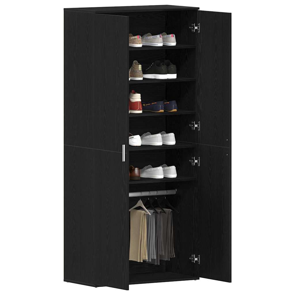Shoe Cabinet 80 x 39 x 178 cm Engineered Wood Black Oak