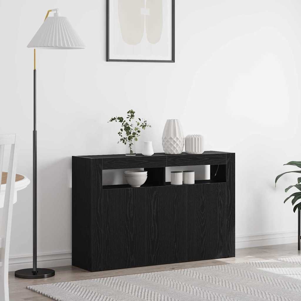Sideboard Black Oak 116 x 30 x 75 cm Engineered Wood
