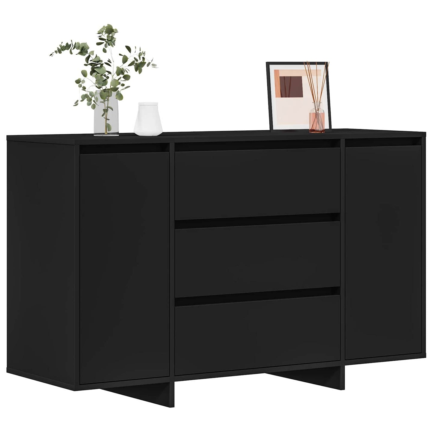 Sideboard with Drawer Black 120 x 41 x 75 cm Engineered Wood