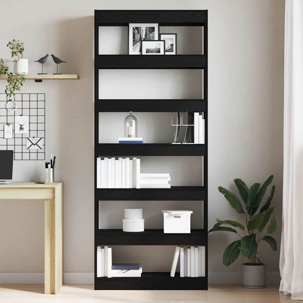 Book Cabinet with Shelf Black 80 x 30 x 198 cm Engineered Wood