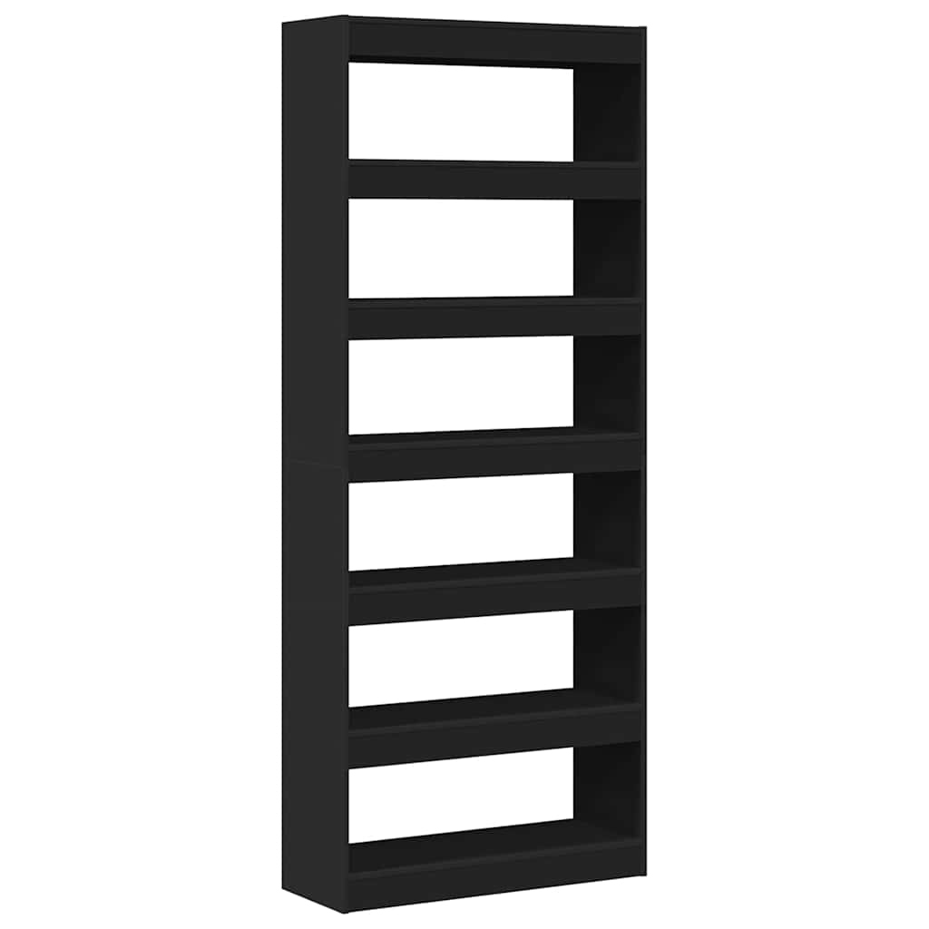 Book Cabinet with Shelf Black 80 x 30 x 198 cm Engineered Wood