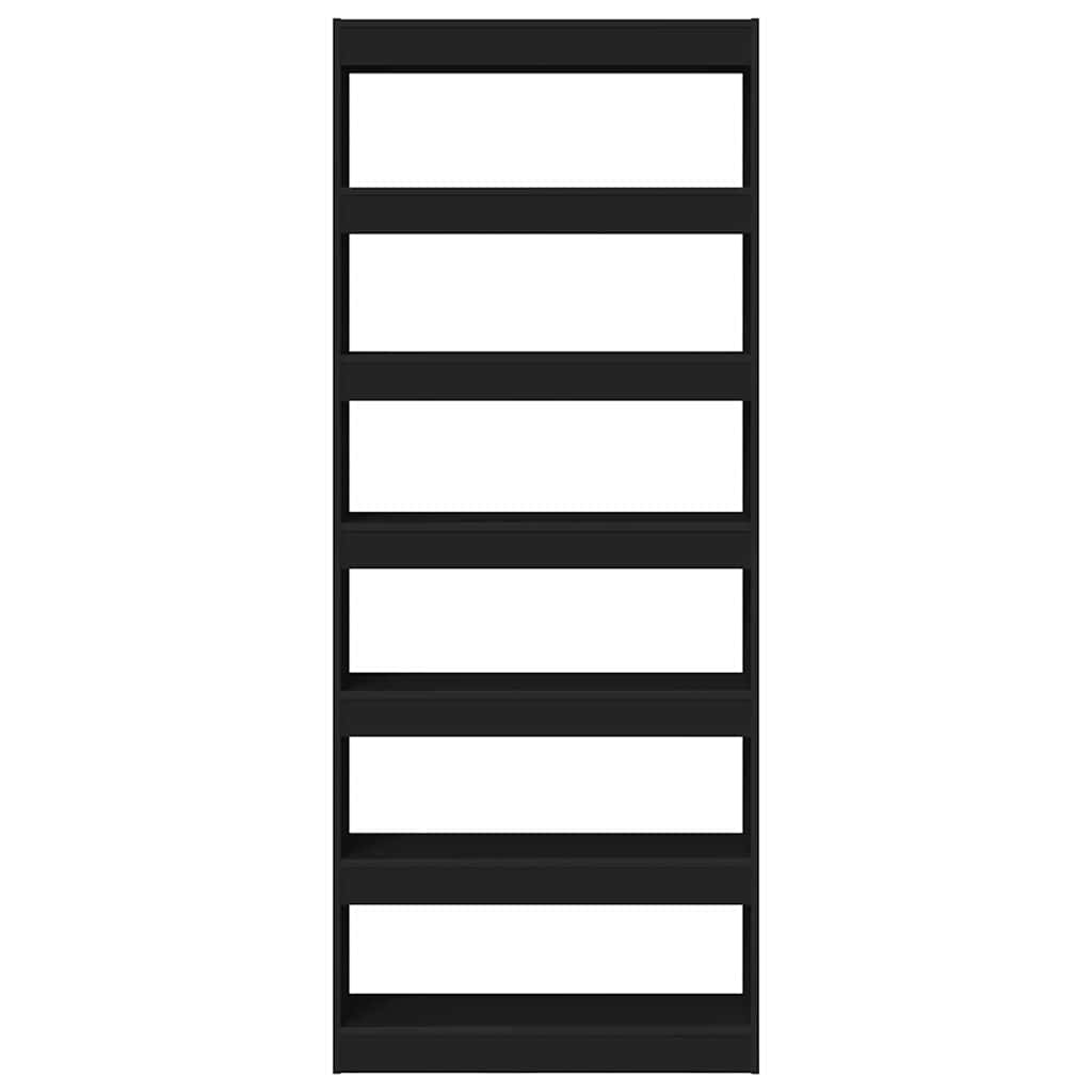 Book Cabinet with Shelf Black 80 x 30 x 198 cm Engineered Wood