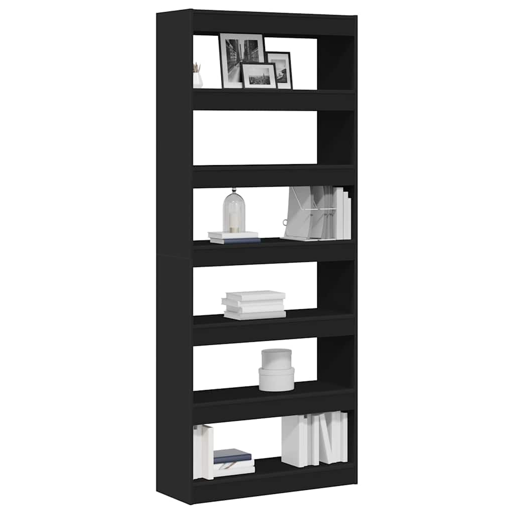 Book Cabinet with Shelf Black 80 x 30 x 198 cm Engineered Wood