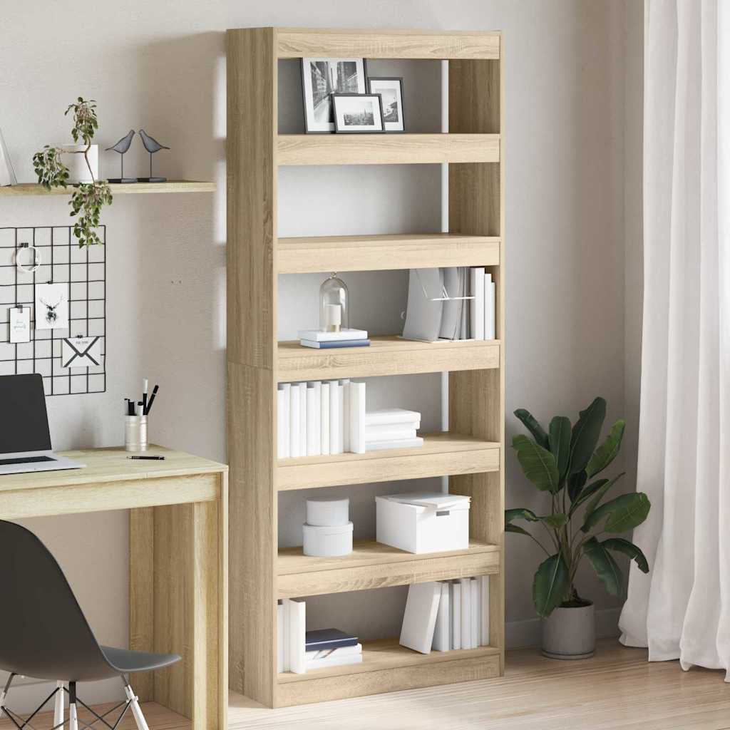 Book Cabinet Sonoma Oak 80 x 30 x 198 cm Engineered Wood