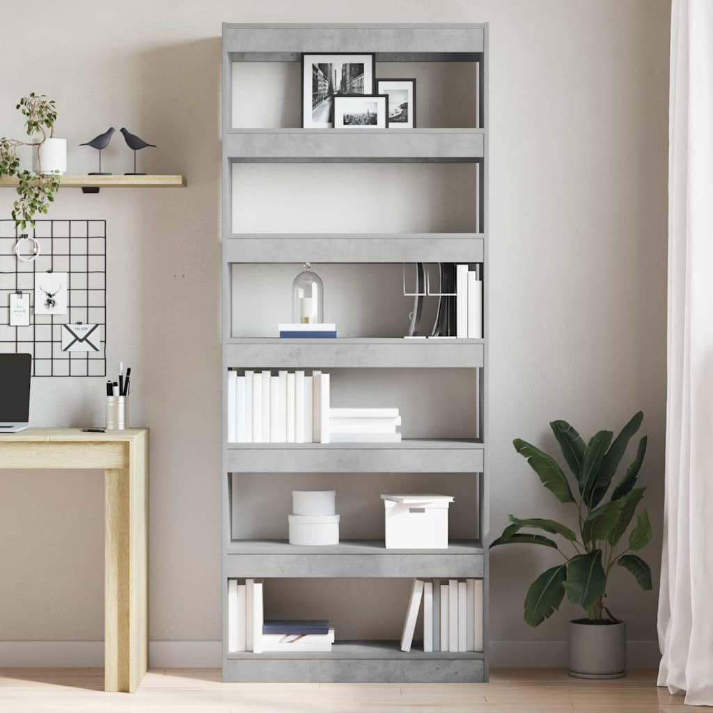 Book Cabinet Concrete Grey 80 x 30 x 198 cm Engineered Wood