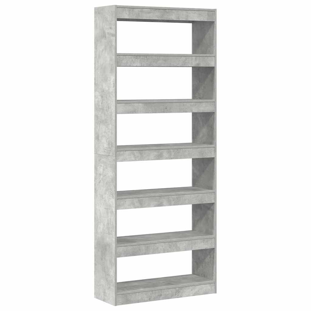 Book Cabinet Concrete Grey 80 x 30 x 198 cm Engineered Wood