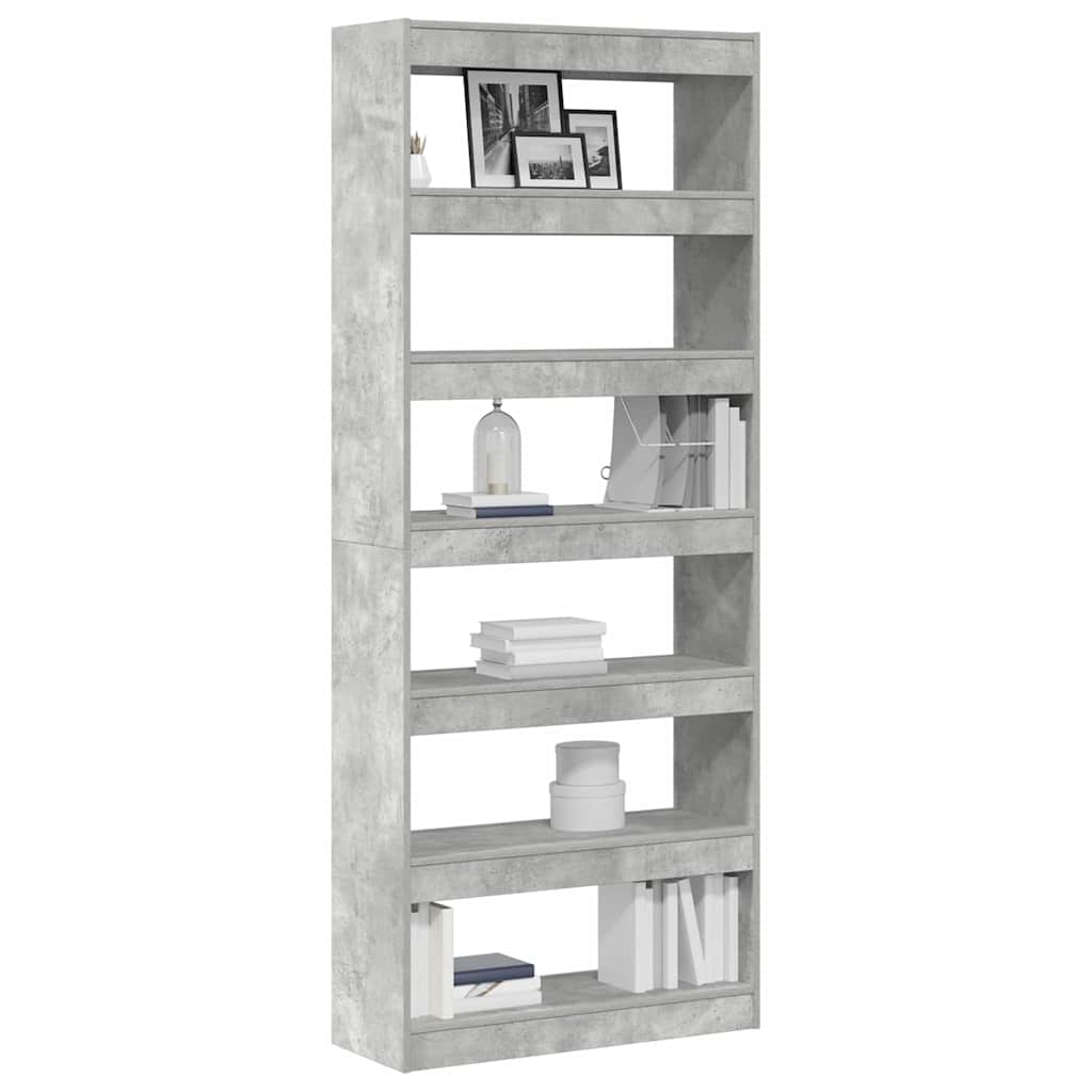 Book Cabinet Concrete Grey 80 x 30 x 198 cm Engineered Wood