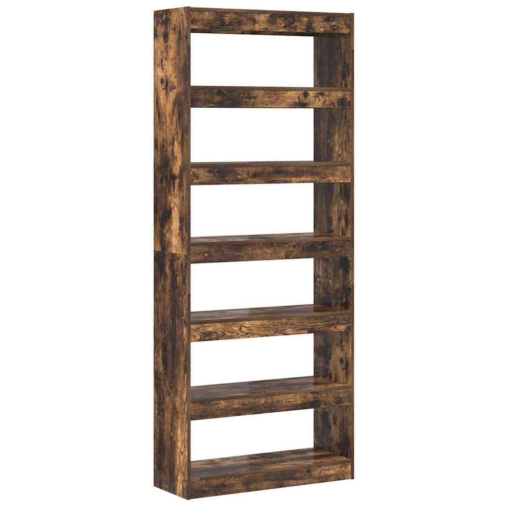 Book Cabinet Smoked Oak 80 x 30 x 198 cm Engineered Wood