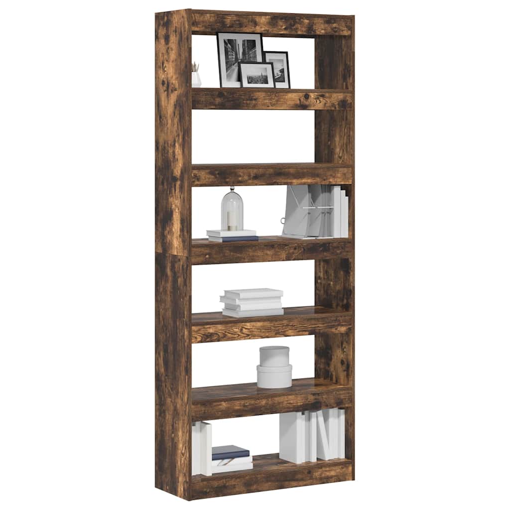 Book Cabinet Smoked Oak 80 x 30 x 198 cm Engineered Wood