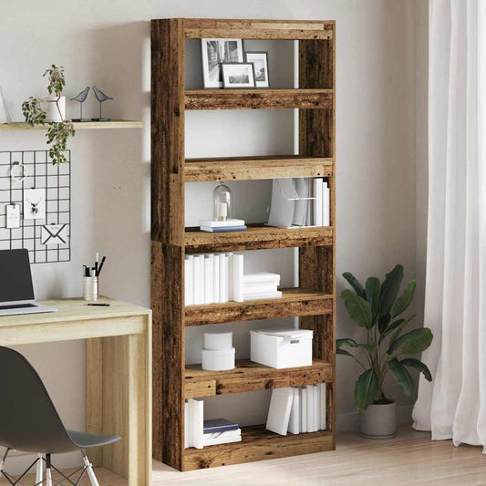 Book Cabinet 6-Tier 80 x 30 x 198 cm Engineered Wood Old Wood