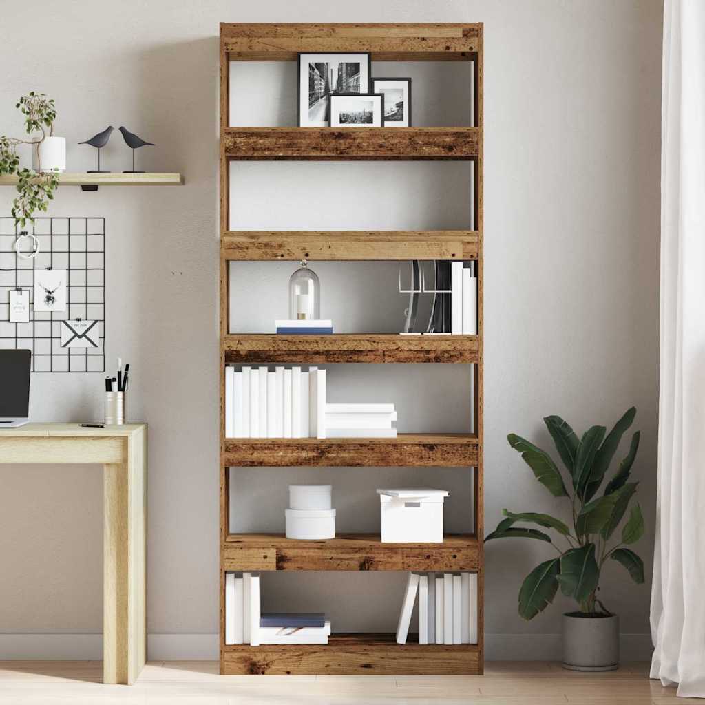 Book Cabinet 6-Tier 80 x 30 x 198 cm Engineered Wood Old Wood