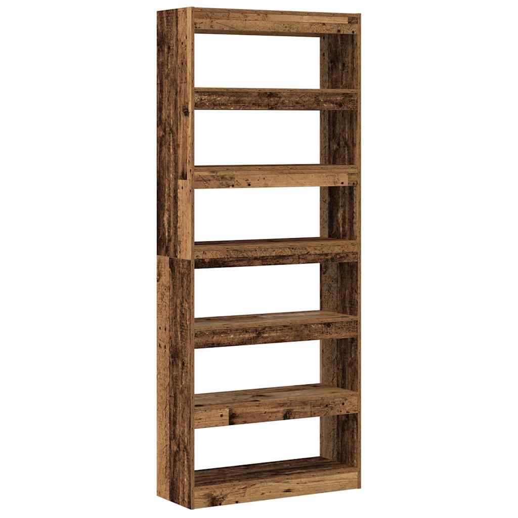 Book Cabinet 6-Tier 80 x 30 x 198 cm Engineered Wood Old Wood