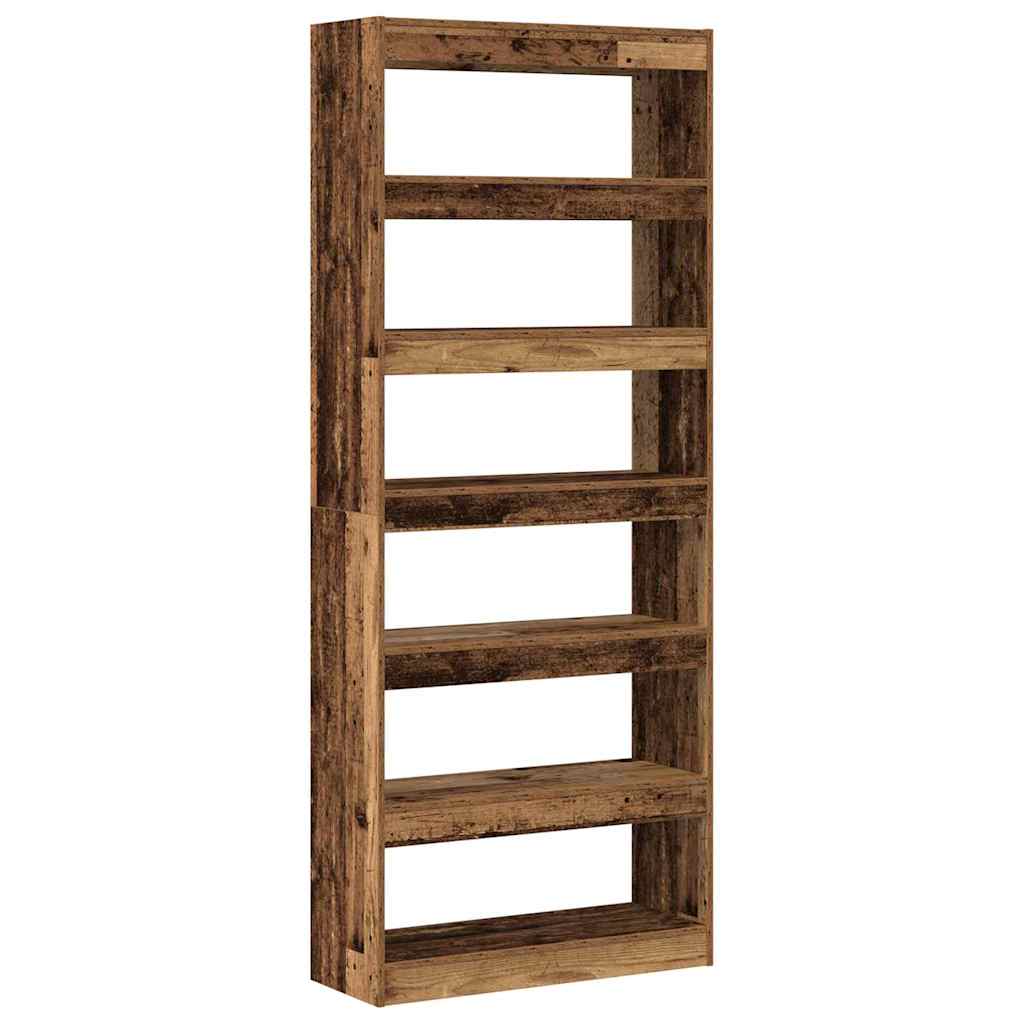 Book Cabinet 6-Tier 80 x 30 x 198 cm Engineered Wood Old Wood