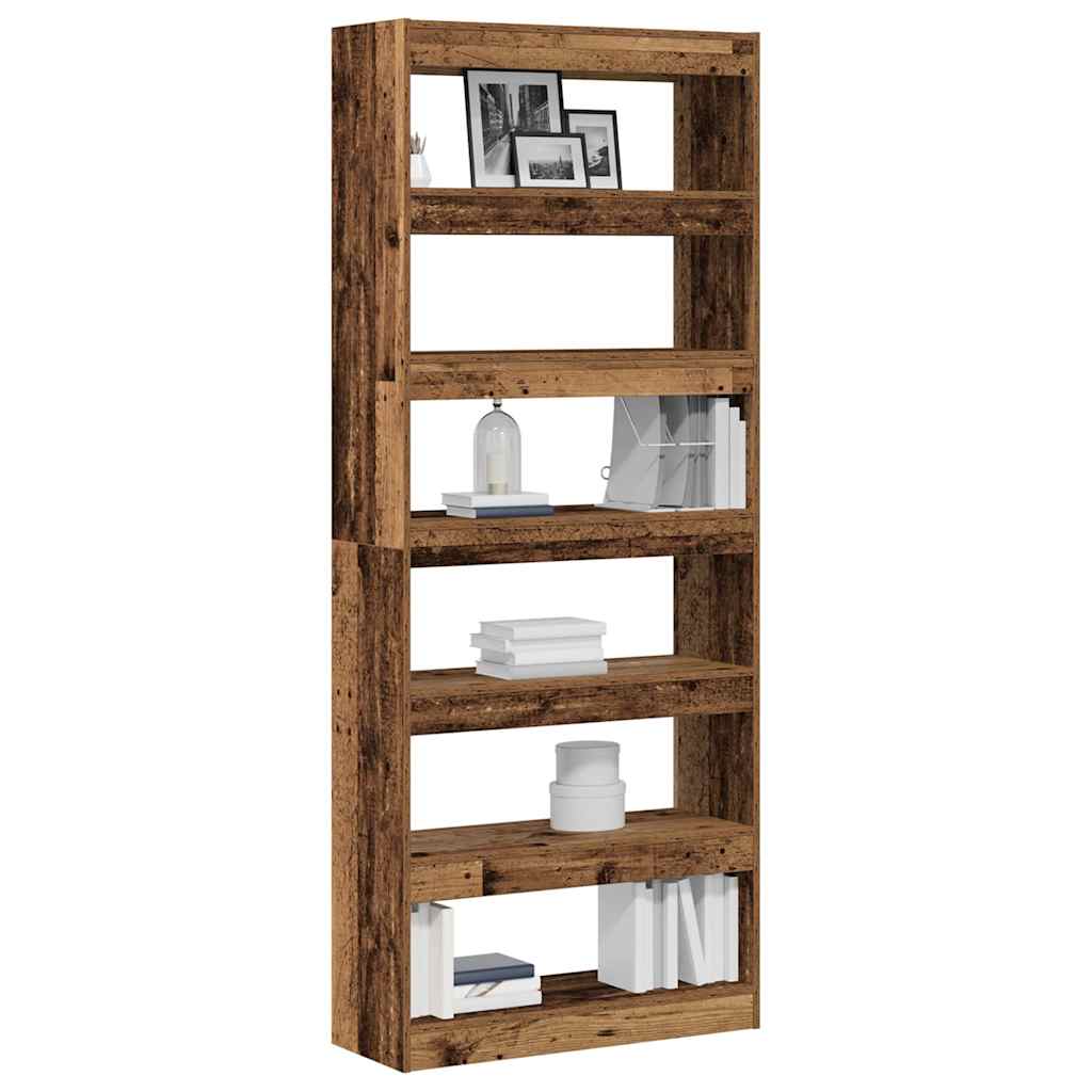 Book Cabinet 6-Tier 80 x 30 x 198 cm Engineered Wood Old Wood