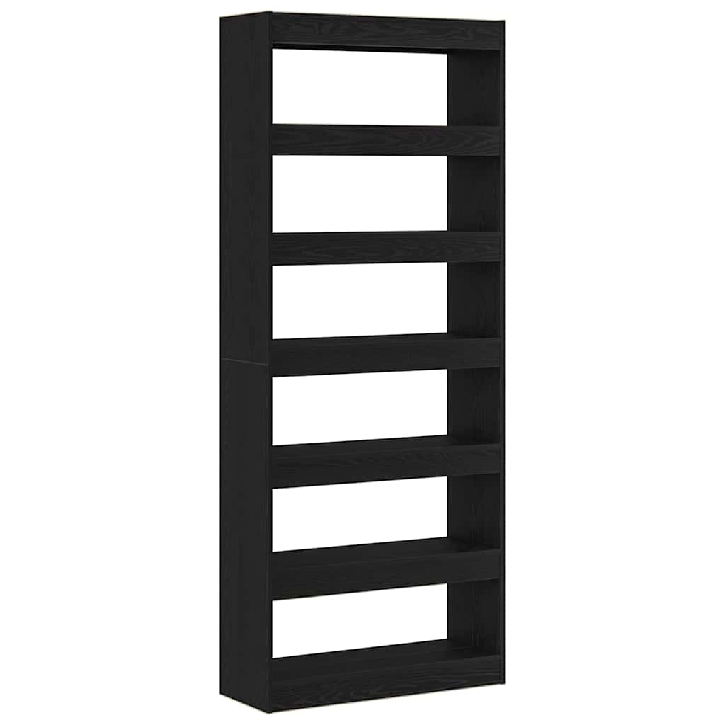Book Cabinet Black Oak 80 x 30 x 198 cm Engineered Wood