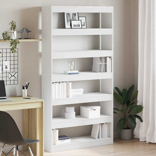 Book Cabinet 6-Tier 100 x 30 x 198 cm Engineered Wood White