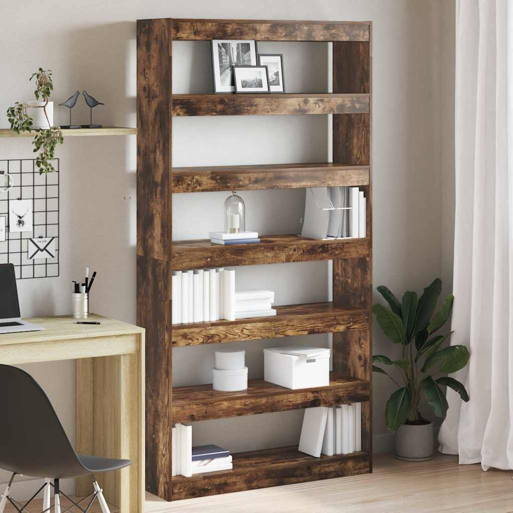 Book Cabinet Smoked Oak 100 x 30 x 198 cm Engineered Wood