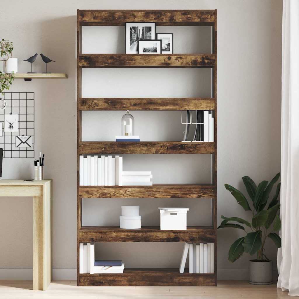 Book Cabinet Smoked Oak 100 x 30 x 198 cm Engineered Wood