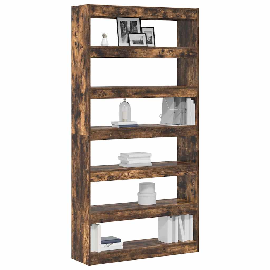 Book Cabinet Smoked Oak 100 x 30 x 198 cm Engineered Wood