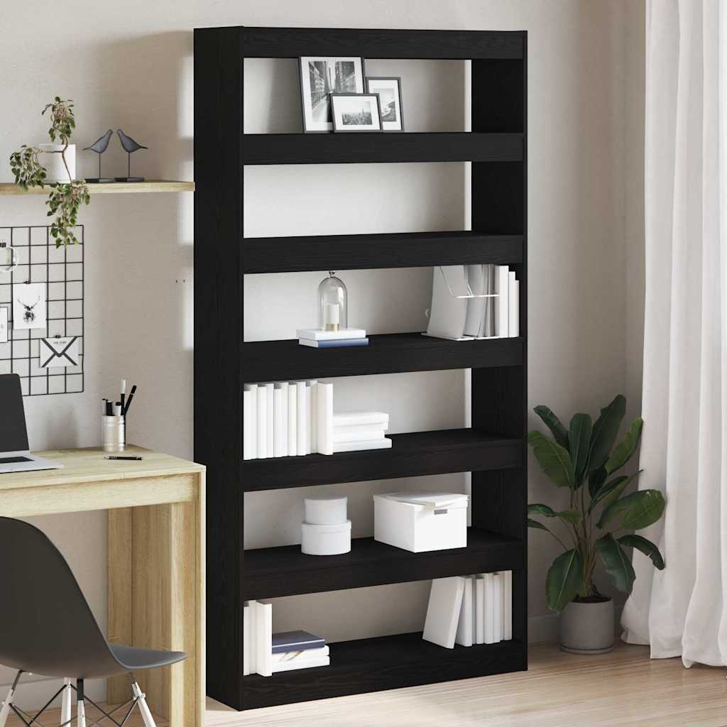 Book Cabinet 6-Tier 100 x 30 x 198 cm Engineered Wood Black Oak
