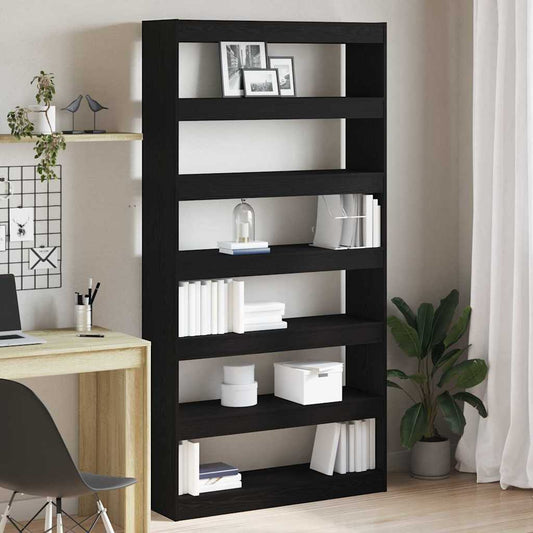 Book Cabinet 6-Tier 100 x 30 x 198 cm Engineered Wood Black Oak