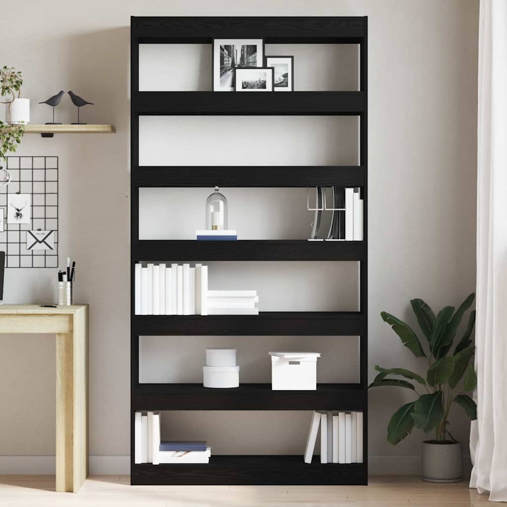 Book Cabinet Black Oak 100 x 30 x 198 cm Engineered Wood