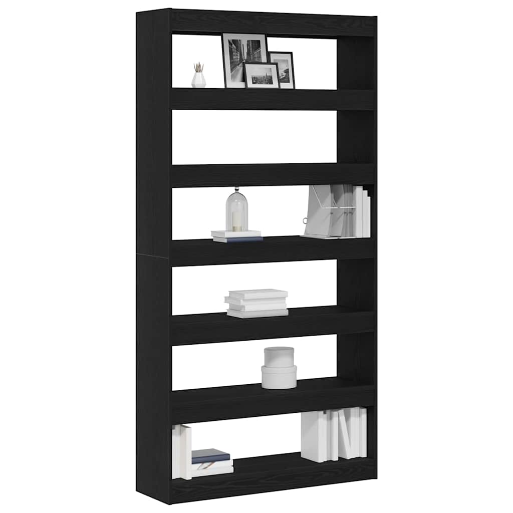 Book Cabinet 6-Tier 100 x 30 x 198 cm Engineered Wood Black Oak