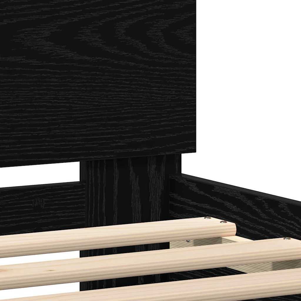 Bed Frame with LED Black Oak 200 x 200 cm Engineered Wood