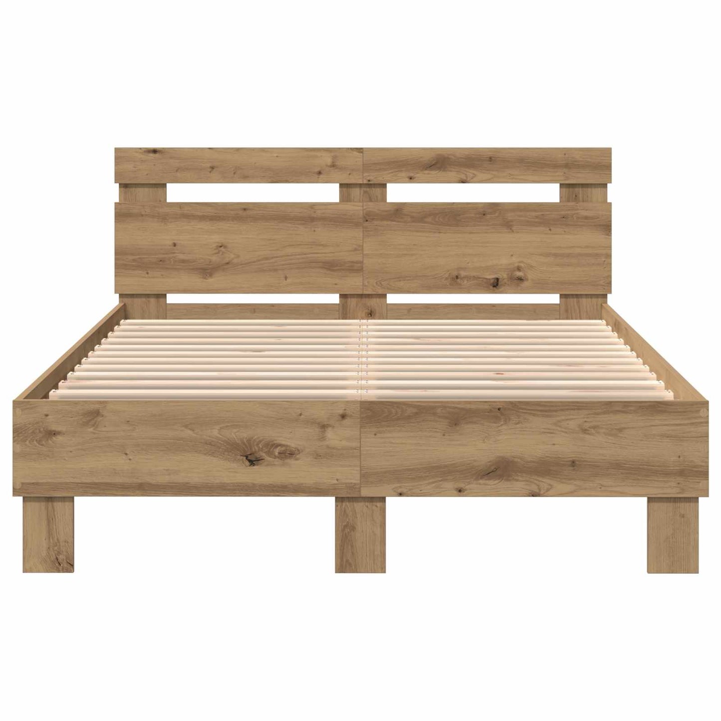Bed Frame with LED Artisan Oak 135 x 190 cm Engineered Wood