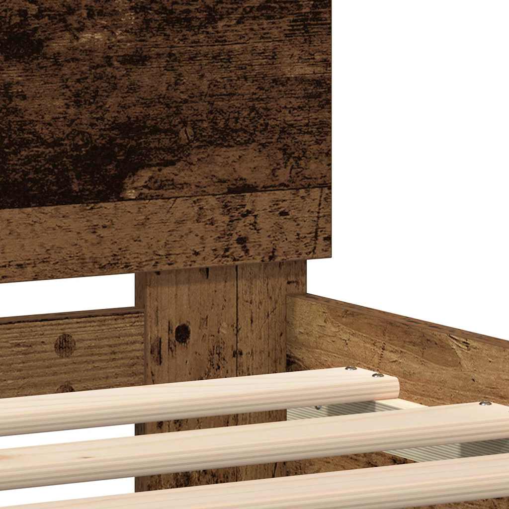 Bed Frame with LED Old Wood 120 x 190 cm Engineered Wood