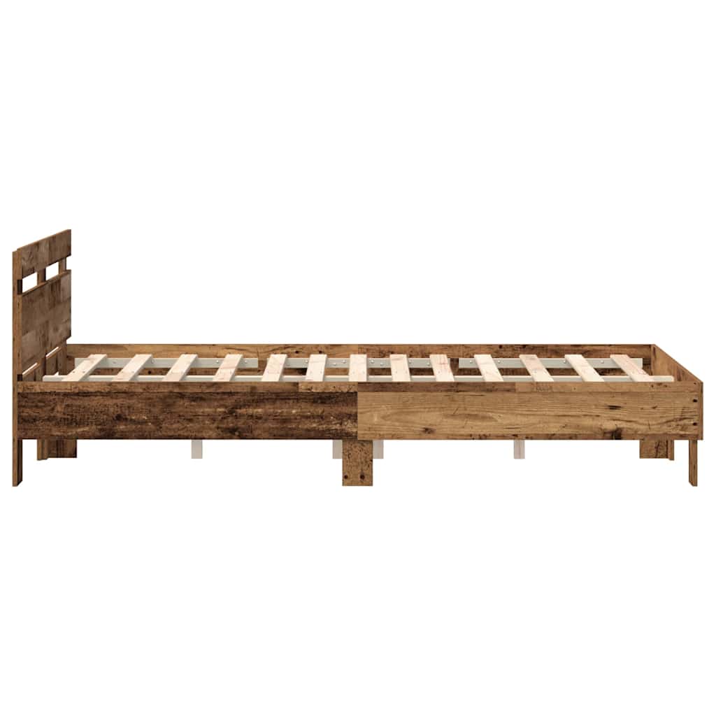 Bed Frame with LED Old Wood 120 x 190 cm Engineered Wood