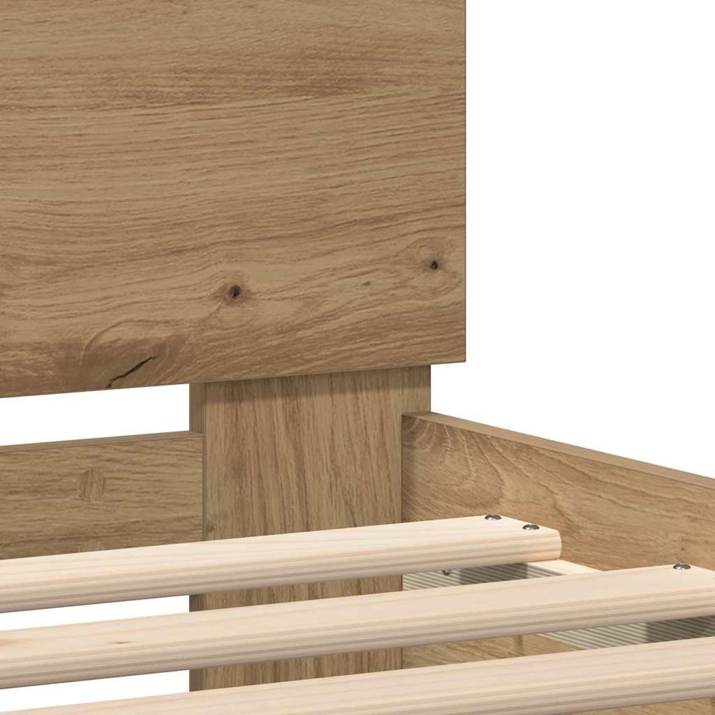 Bed Frame with LED Artisan Oak 120 x 190 cm Engineered Wood