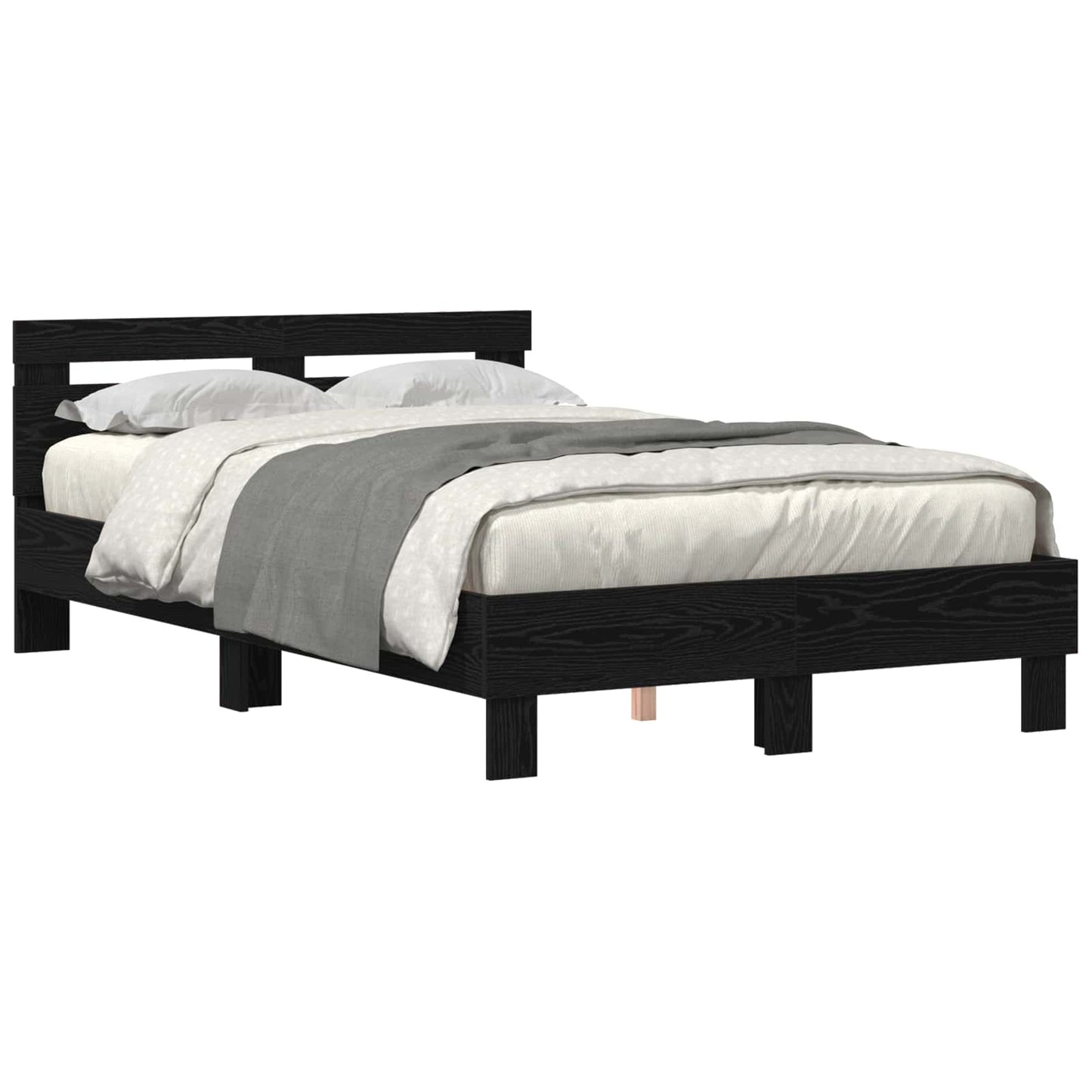 Bed Frame with LED Black Oak 120 x 190 cm Engineered Wood
