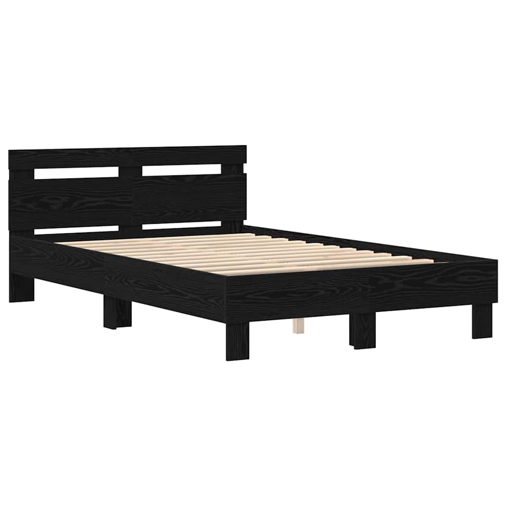 Bed Frame with LED Black Oak 120 x 190 cm Engineered Wood