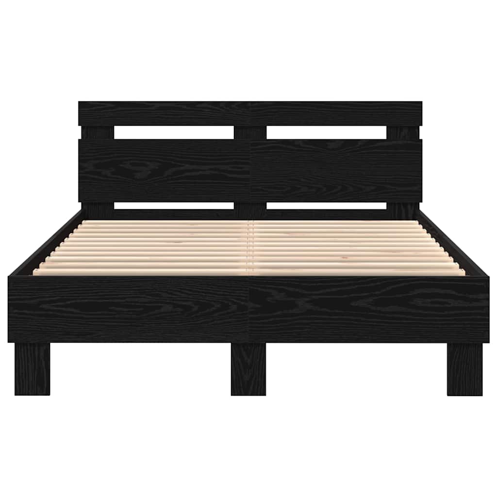 Bed Frame with LED Black Oak 120 x 190 cm Engineered Wood