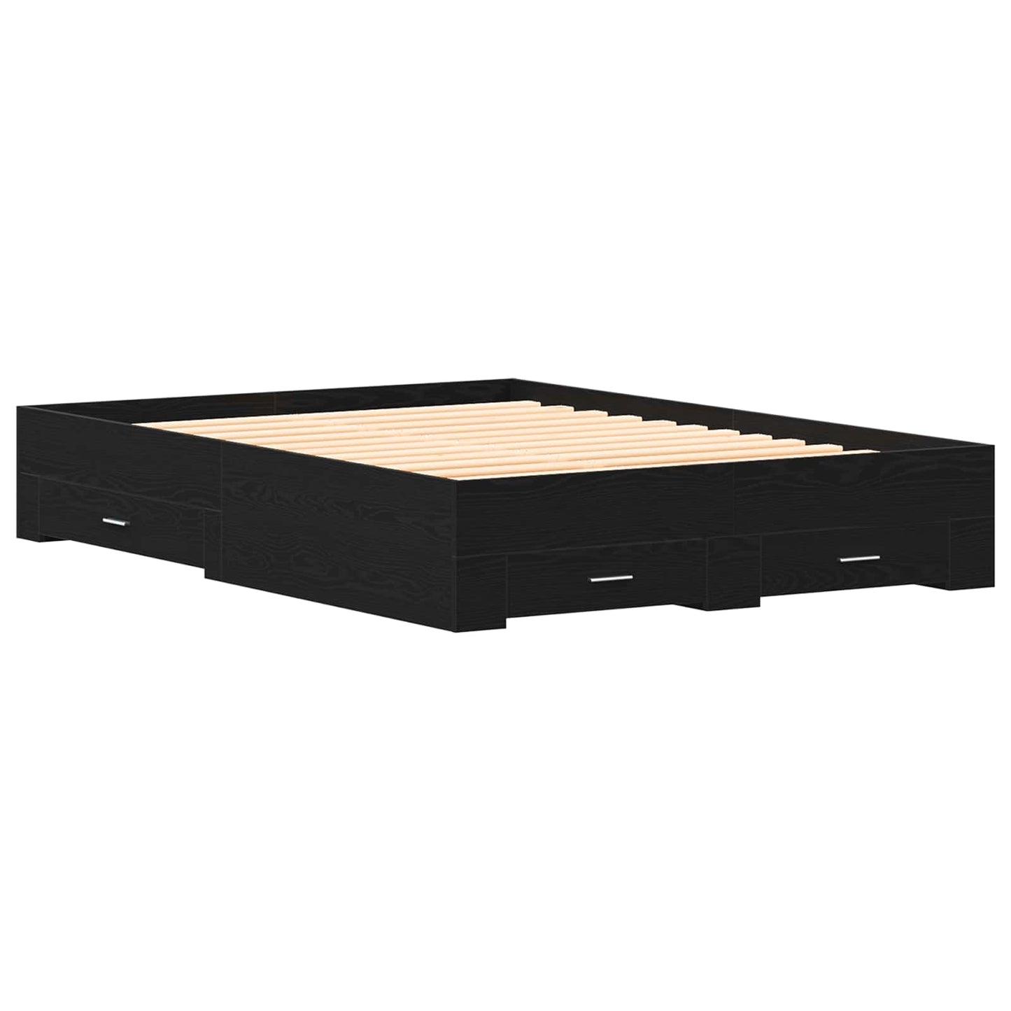 Bed Frame with Drawer Black Oak 160 x 200 cm Engineered Wood