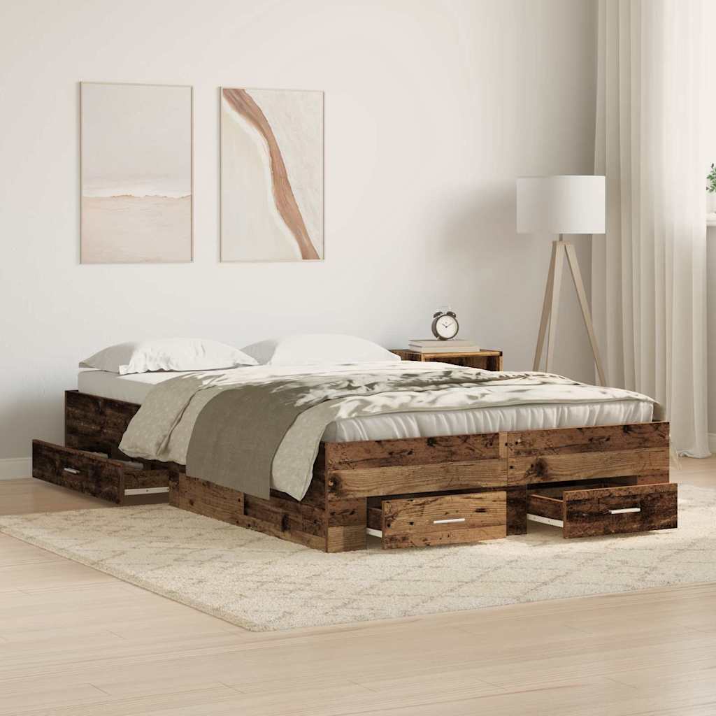 Bed Frame with Drawer Old Wood 120 x 200 cm Engineered Wood
