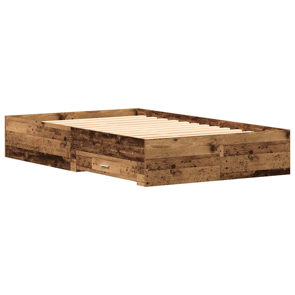 Bed Frame with Drawer Old Wood 120 x 200 cm Engineered Wood