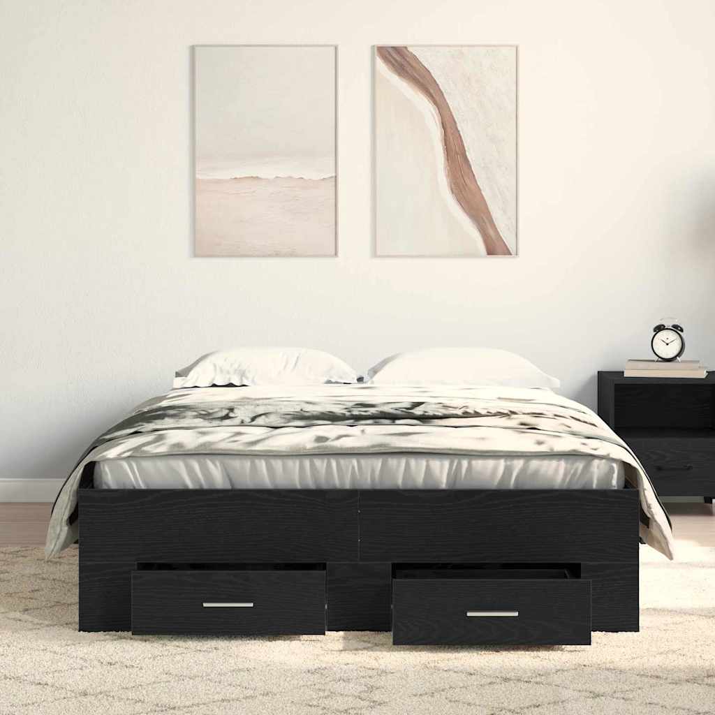 Bed Frame with Drawer Black Oak 120 x 200 cm Engineered Wood