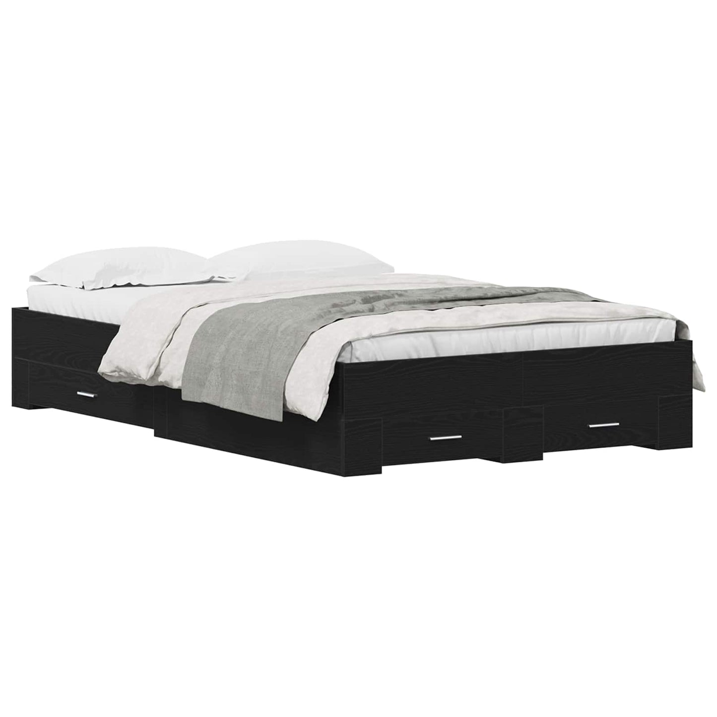 Bed Frame with Drawer Black Oak 120 x 200 cm Engineered Wood