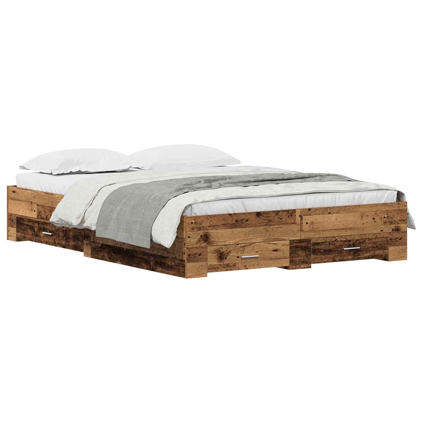 Bed Frame with Drawer Old Wood 140 x 190 cm Engineered Wood