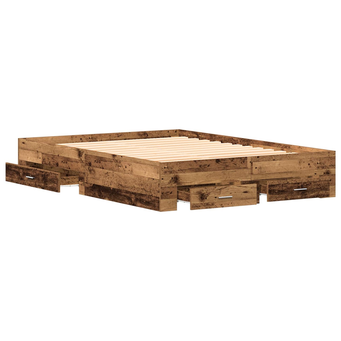 Bed Frame with Drawer Old Wood 140 x 190 cm Engineered Wood