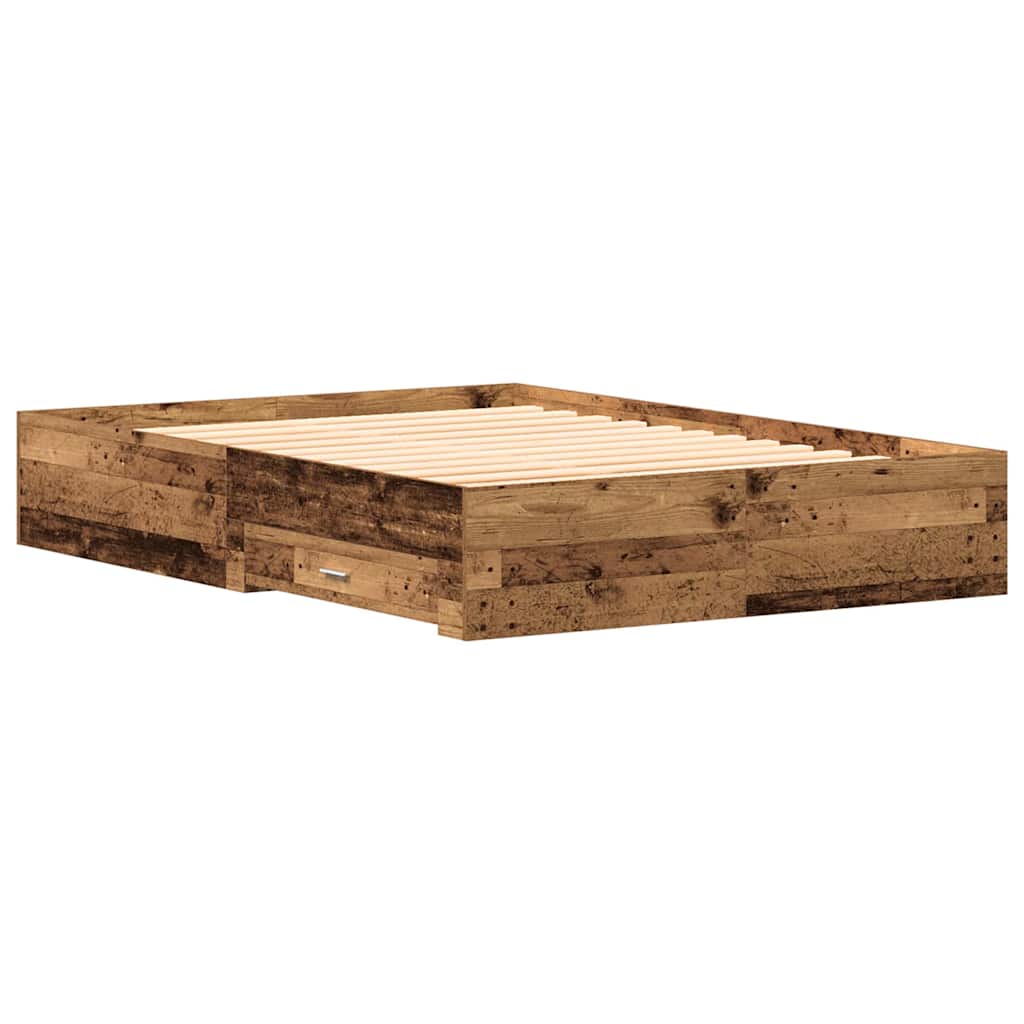 Bed Frame with Drawer Old Wood 140 x 190 cm Engineered Wood