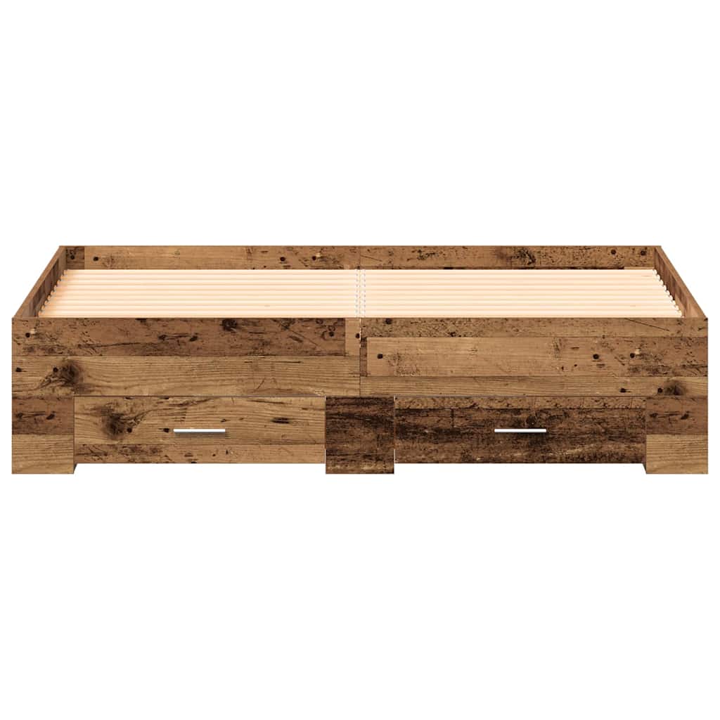Bed Frame with Drawer Old Wood 140 x 190 cm Engineered Wood