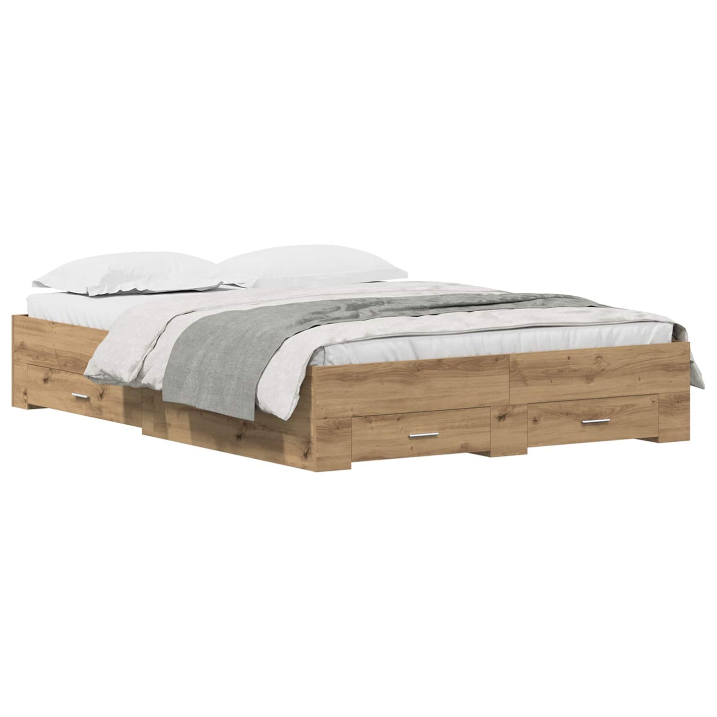 Bed Frame with Drawer Artisan Oak 140 x 190 cm Engineered Wood