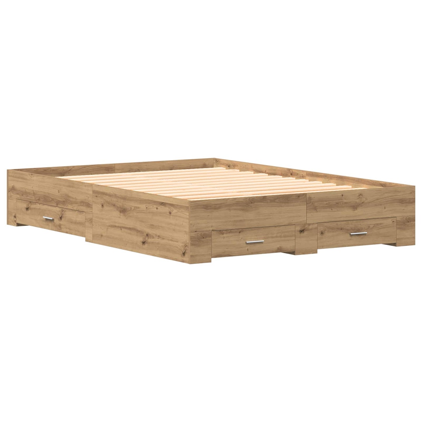 Bed Frame with Drawer Artisan Oak 140 x 190 cm Engineered Wood