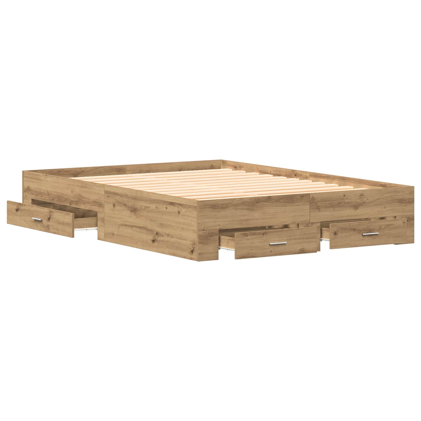 Bed Frame with Drawer Artisan Oak 140 x 190 cm Engineered Wood