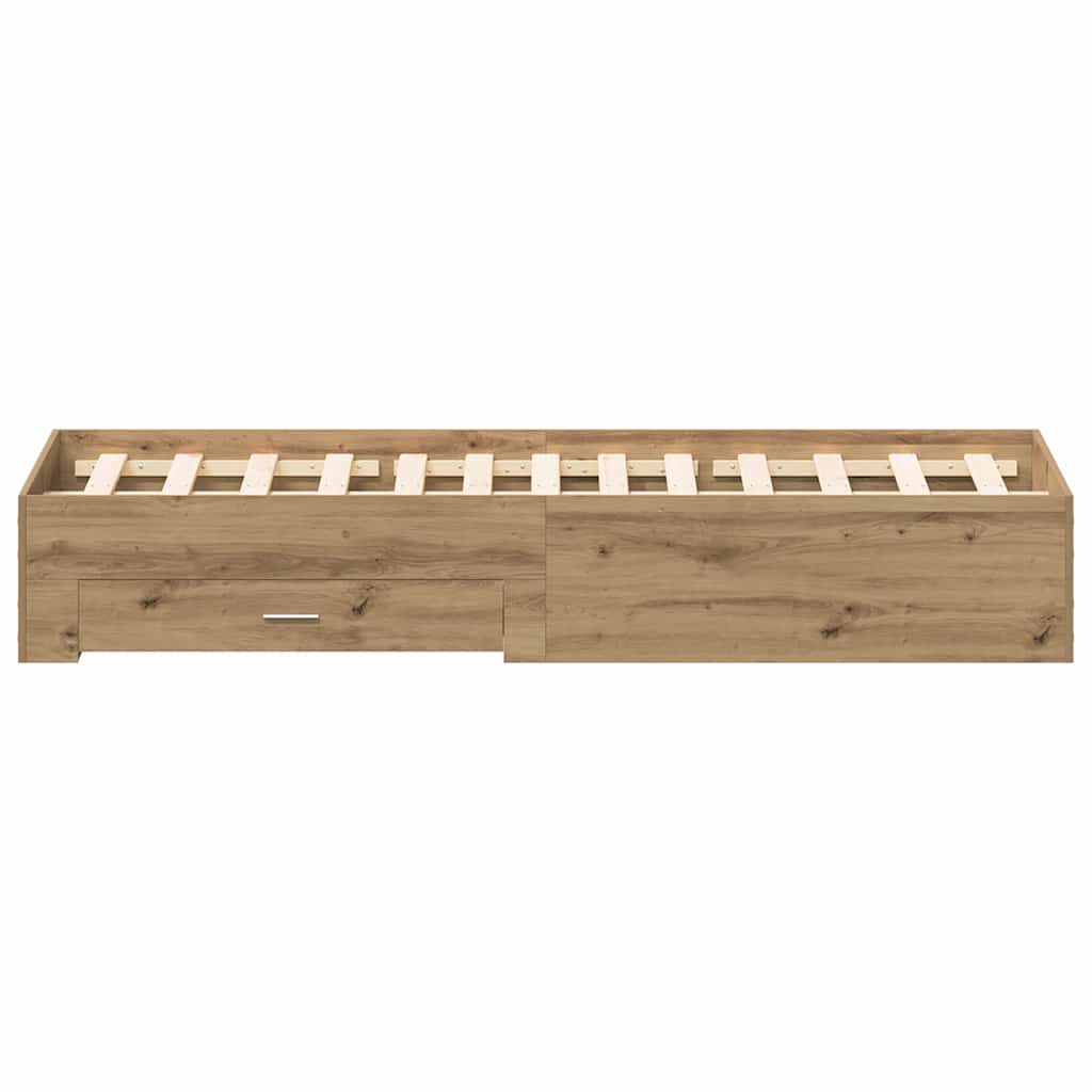 Bed Frame with Drawer Artisan Oak 140 x 190 cm Engineered Wood